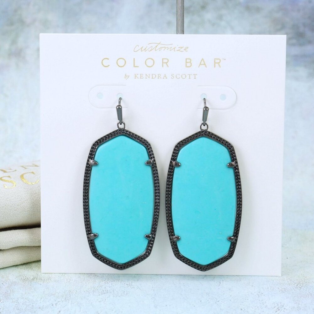 Kendra Scott Danielle Turquoise Magnesite drop Earrings Gunmetal